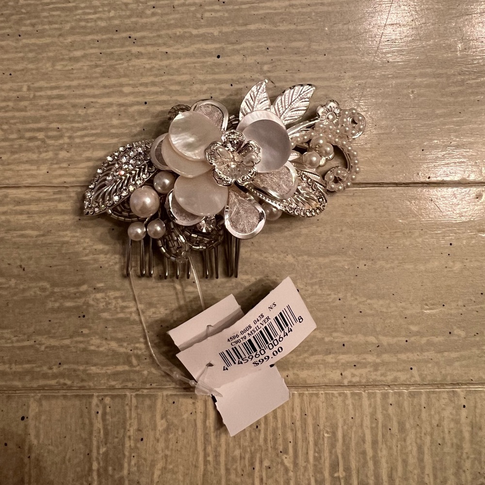 David Bridal Beaded Ivory & Silver Hair Comb